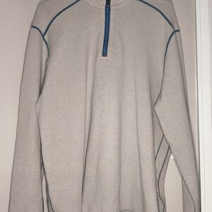Tommy Bahama Men's Reversed Sweatshirt Size L Grey Blue Long Sleeve 1/4 Zip